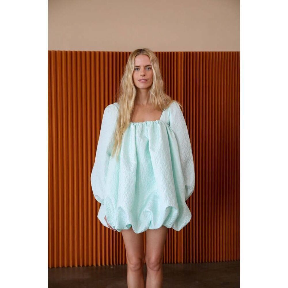 JULIETTE FABBRICAIT BALLOON DRESS - SEAFOAM BROCADE size 1 or Small - Picture 2 of 8